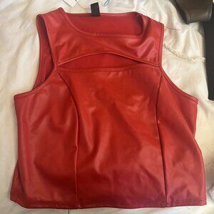 red leather cutout top